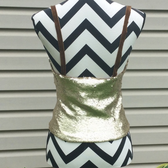 New Free People River of Stars Gold Sequin Tank - Picture 6 of 7
